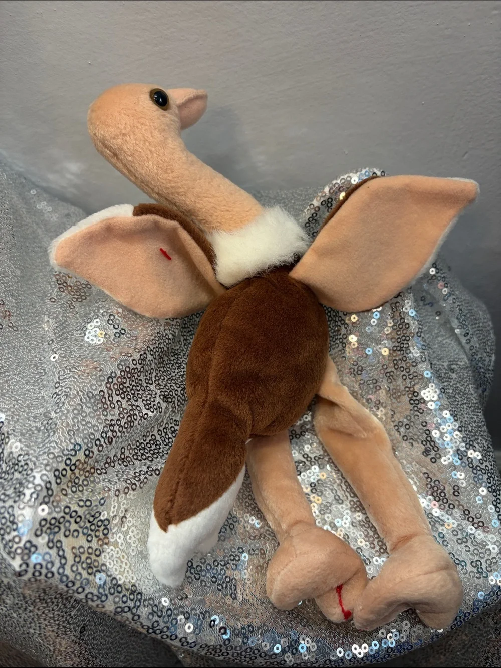 NWT Ty Stretch the Ostrich Beanie Baby - Brown with White Collar